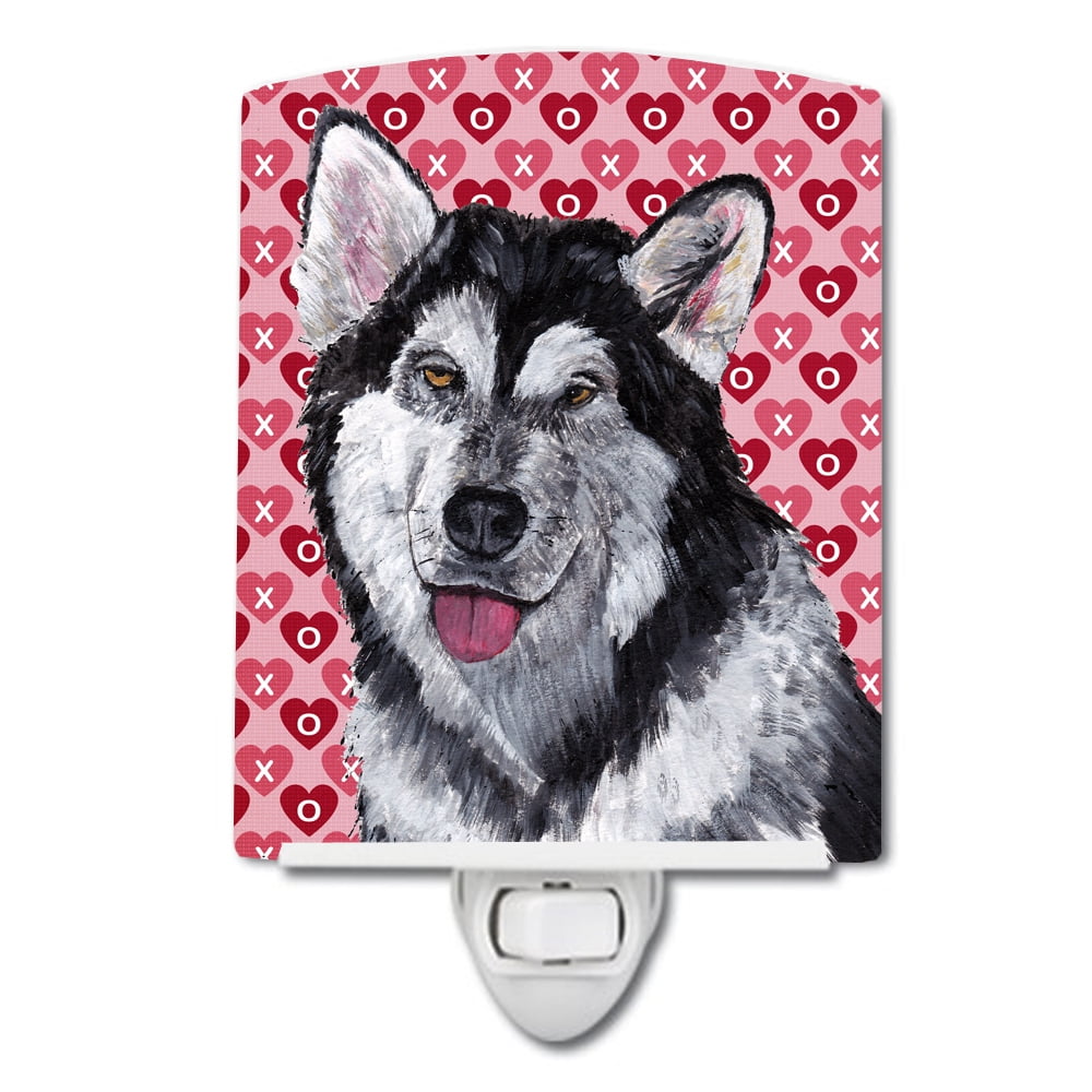 Alaskan Malamute Hearts Love & Valentines Day Ceramic Night Light