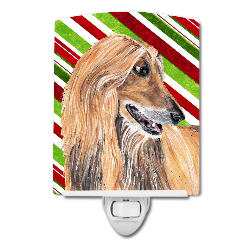 Afghan Hound Candy Cane Holiday Christmas Ceramic Night Light