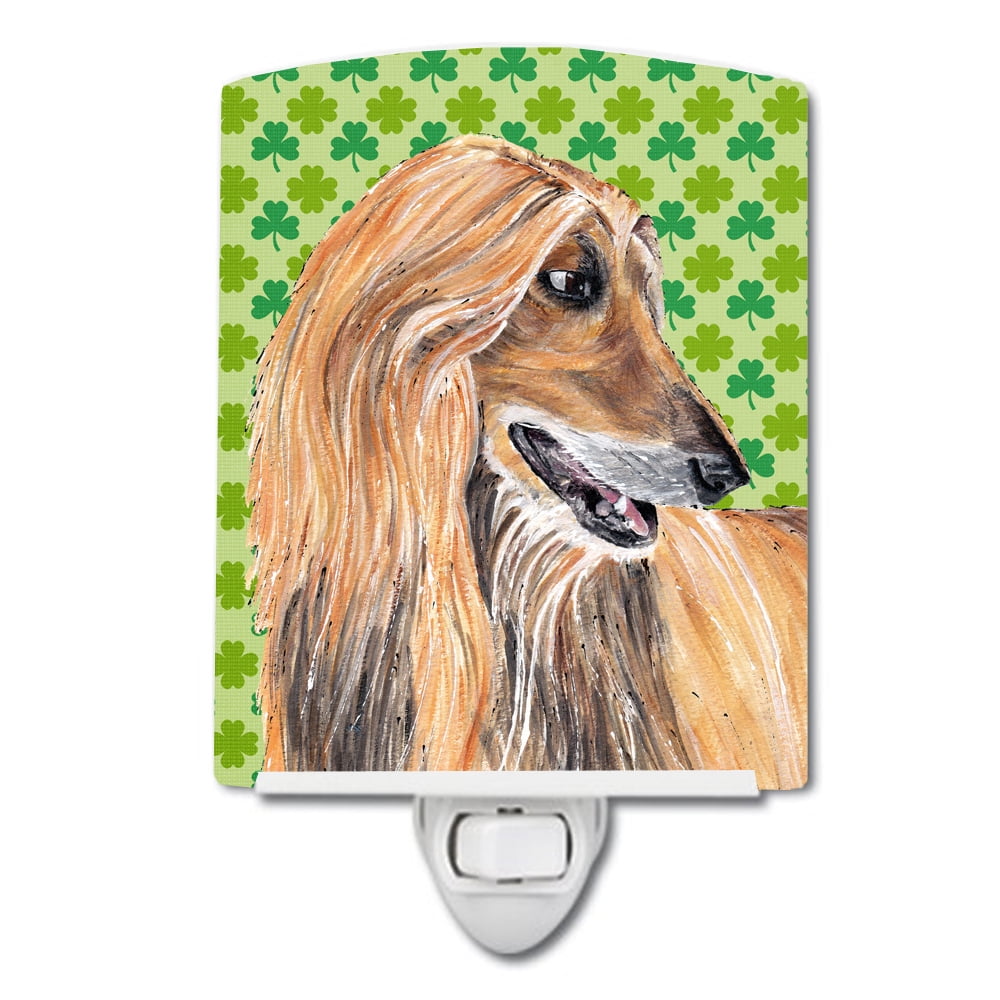 Afghan Hound St. Patricks Day Shamrock Ceramic Night Light