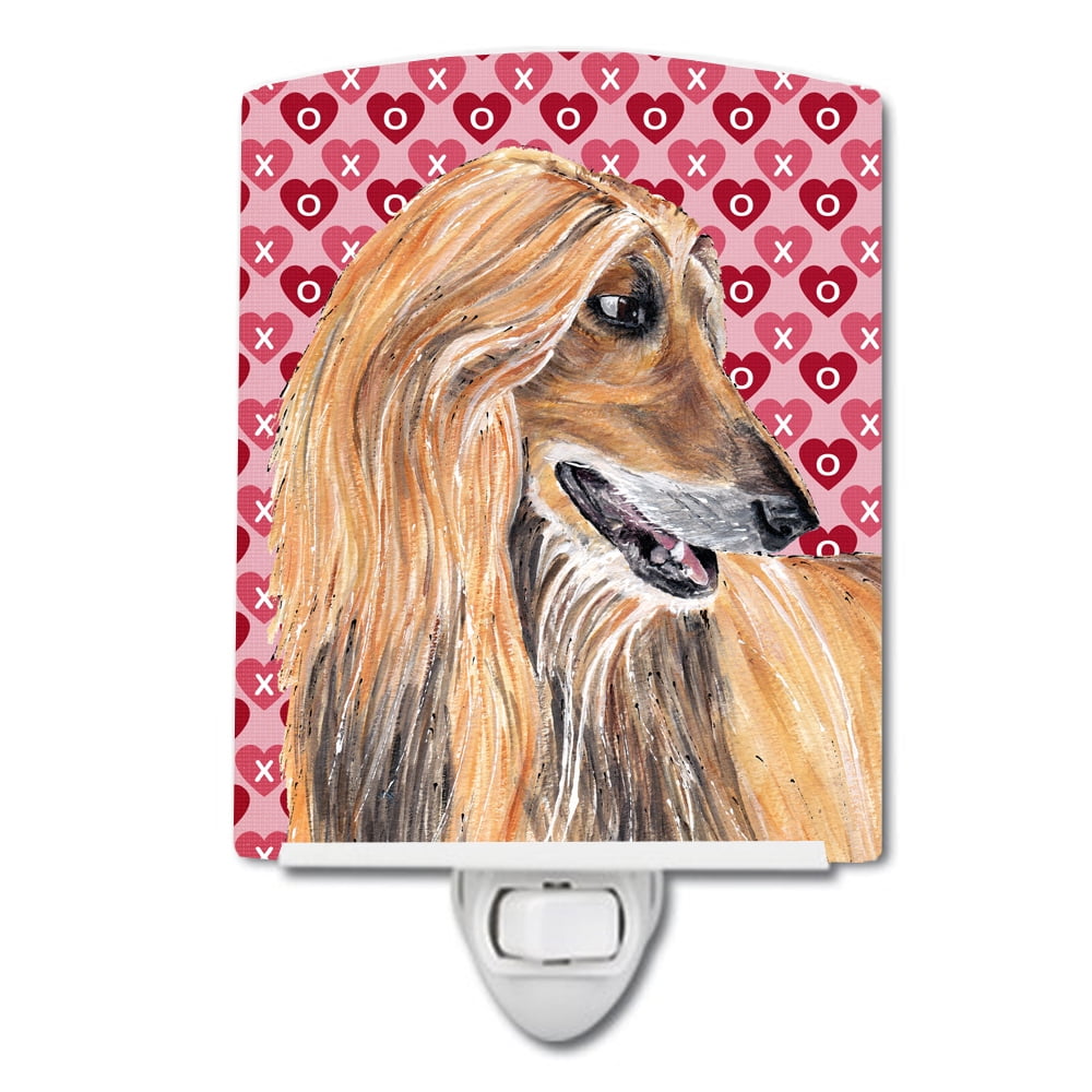 Afghan Hound Hearts Love & Valentines Day Ceramic Night Light