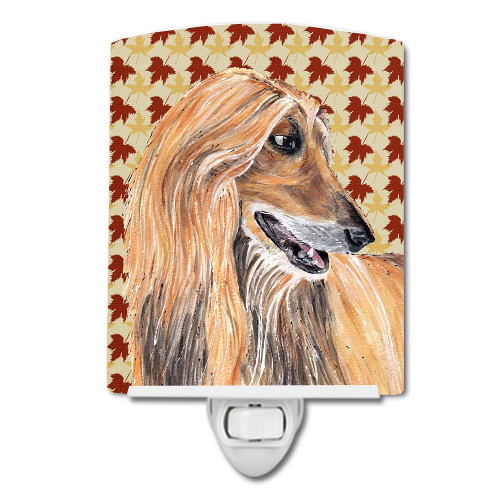 SC9504CNL Afghan Hound Fall Leaves Ceramic Night Light