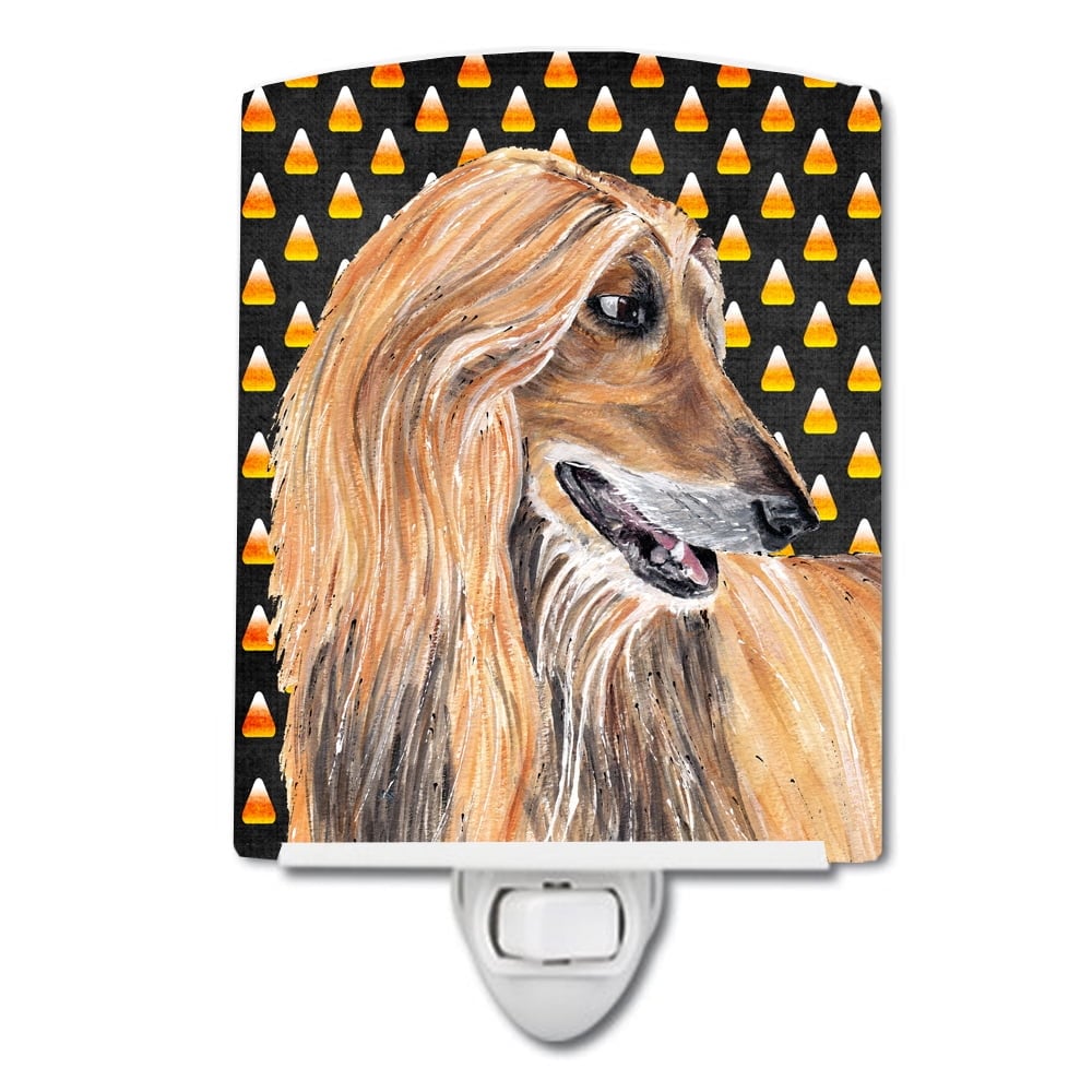 SC9505CNL Afghan Hound Candy Corn Halloween Ceramic Night Light