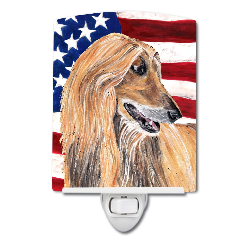 SC9506CNL Afghan Hound USA Patriotic American Flag Ceramic Night Light