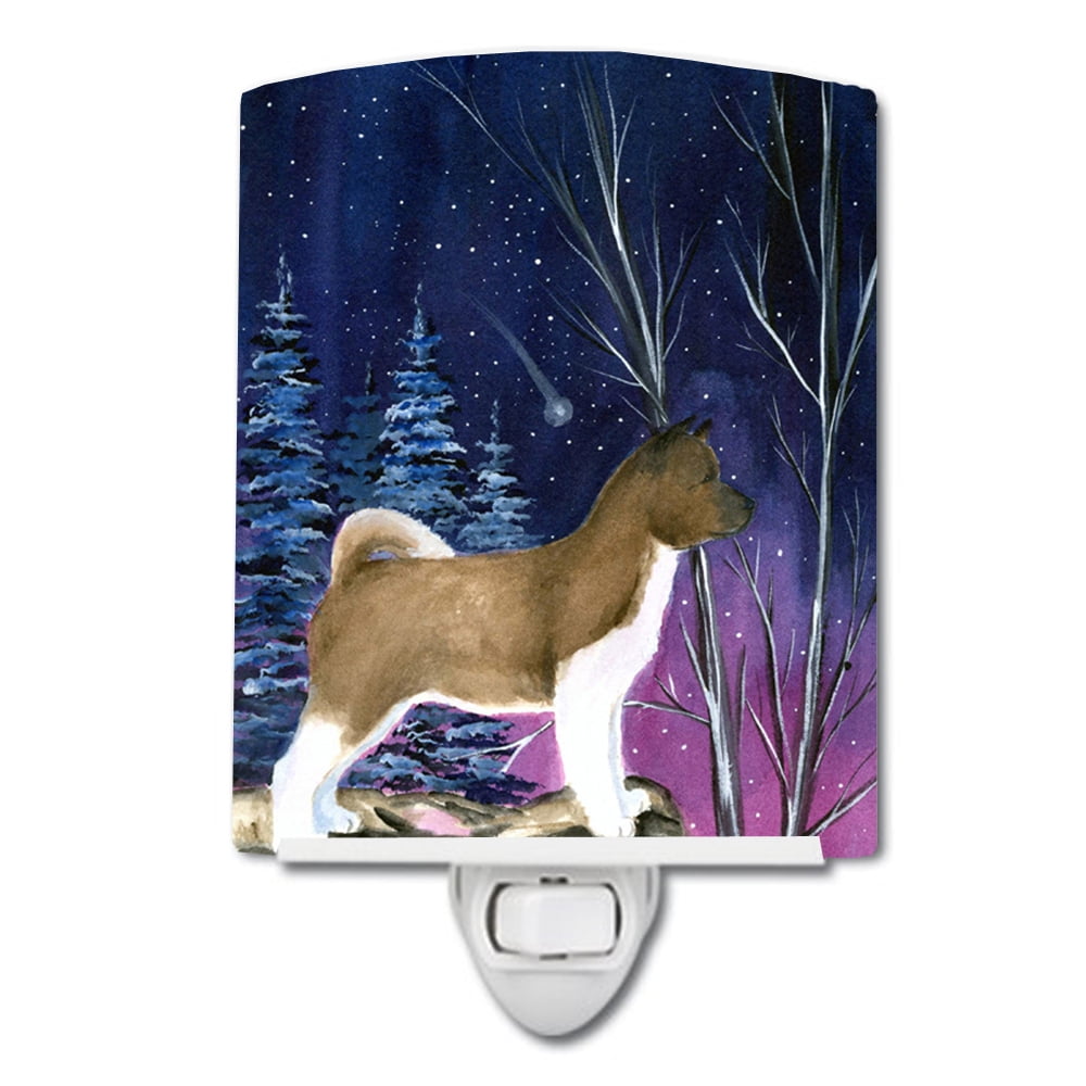 SS8352CNL Starry Night Akita Ceramic Night Light