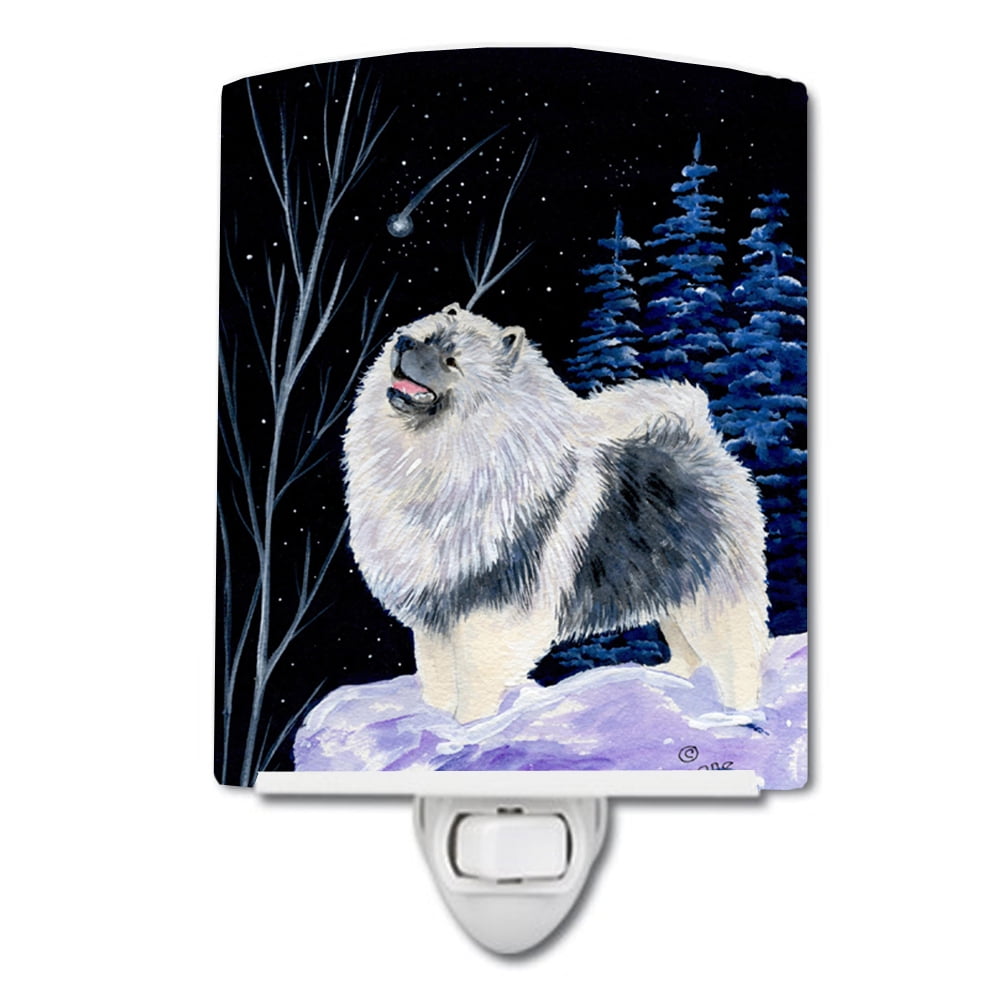 Starry Night Keeshond Ceramic Night Light
