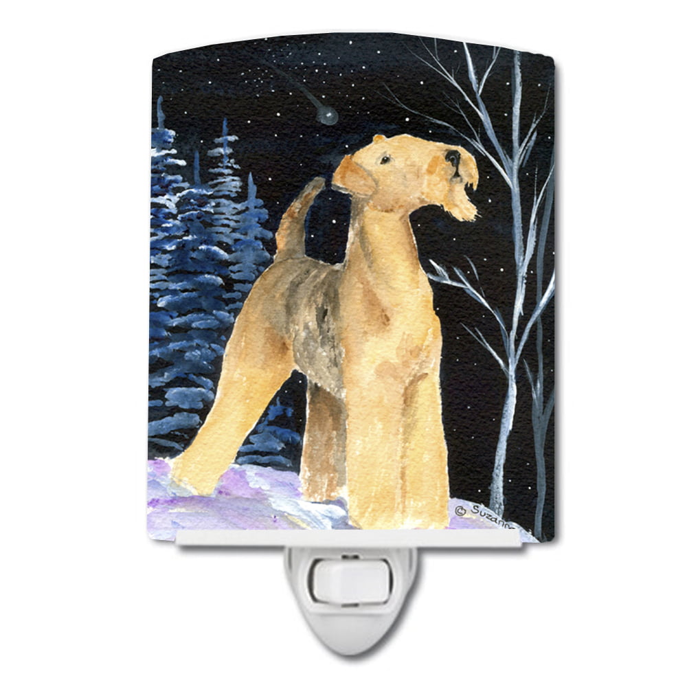 Starry Night Airedale Ceramic Night Light