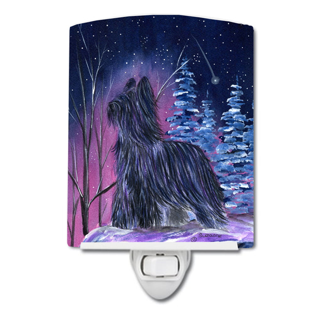 SS8366CNL Starry Night Briard Ceramic Night Light
