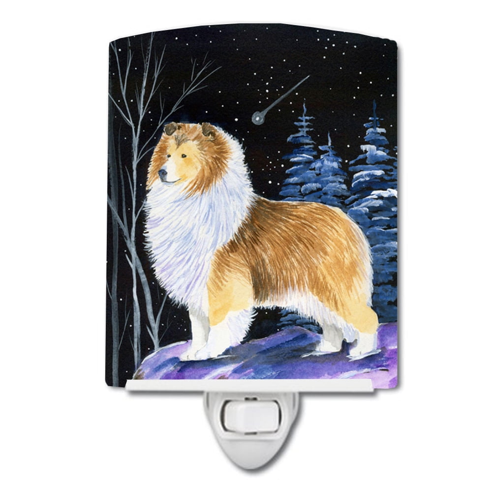 SS8368CNL Starry Night Sheltie Ceramic Night Light