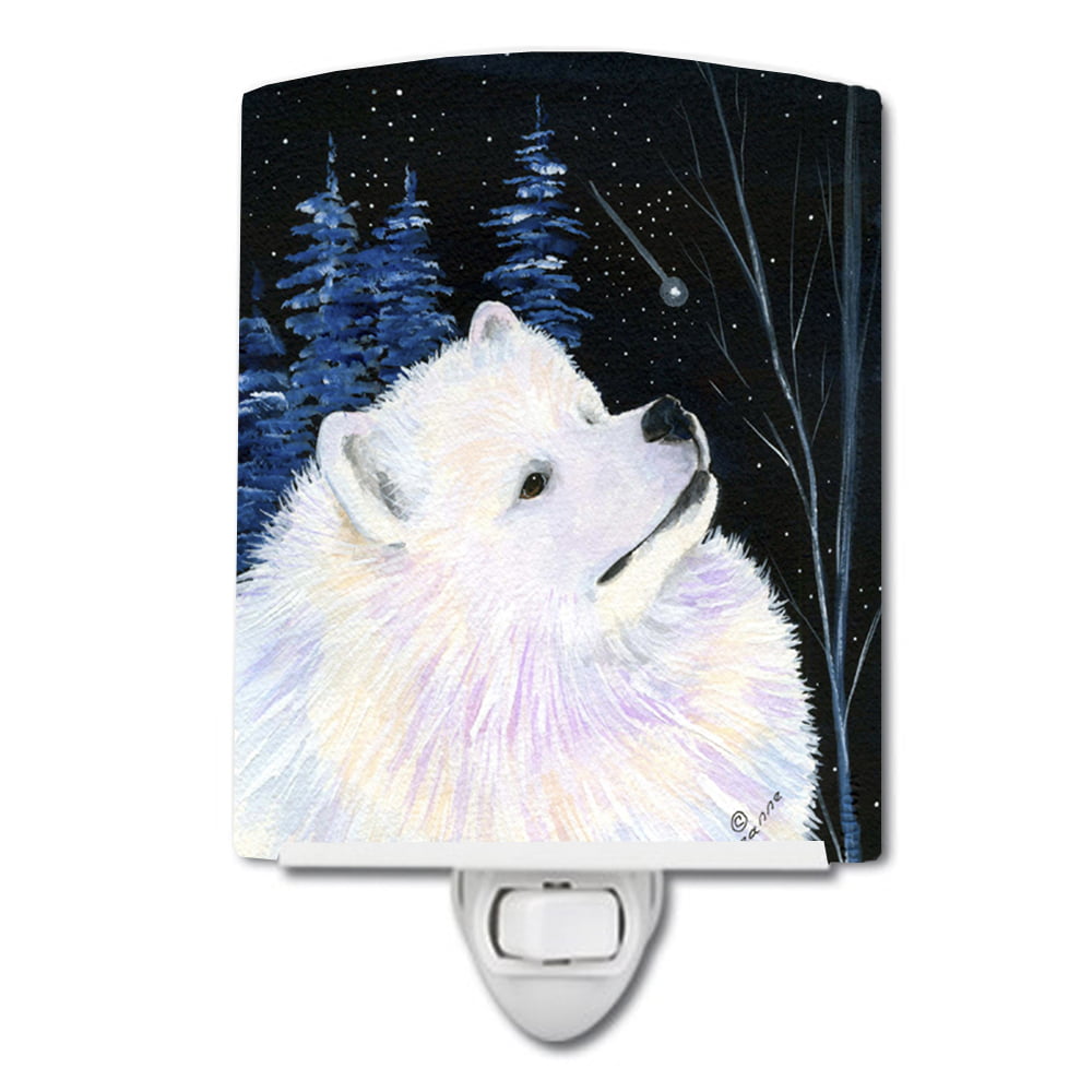 Starry Night Samoyed Ceramic Night Light