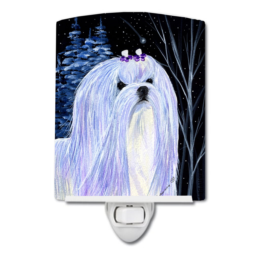 SS8378CNL Starry Night Maltese Ceramic Night Light