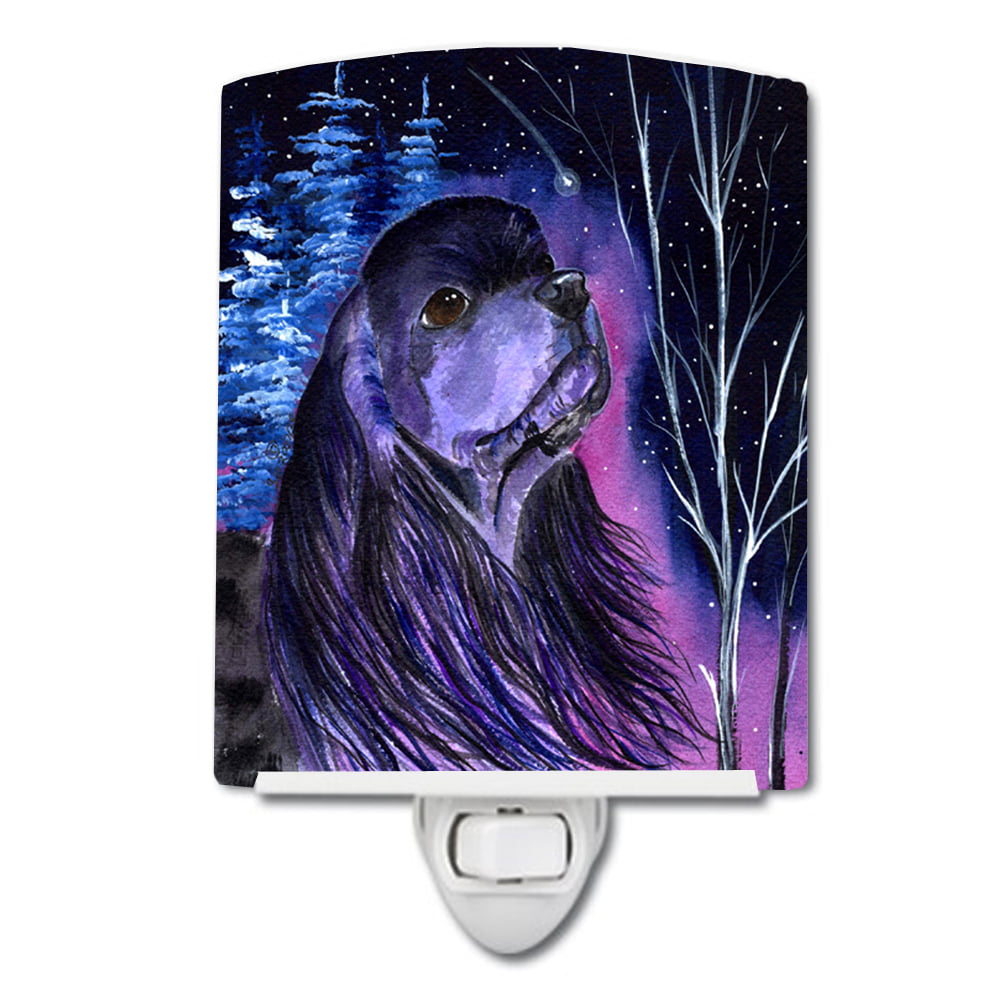 SS8385CNL Starry Night Cocker Spaniel Ceramic Night Light
