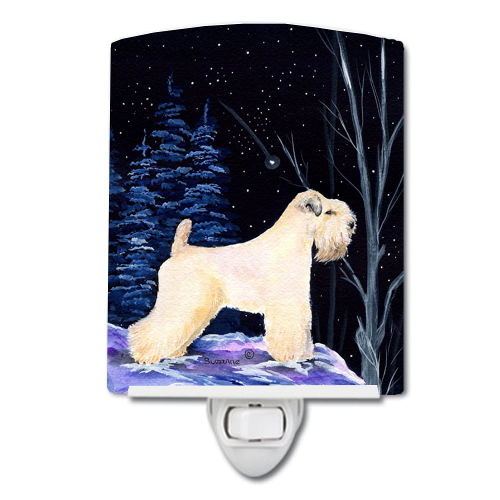 Starry Night Wheaten Terrier Soft Coated Ceramic Night Light