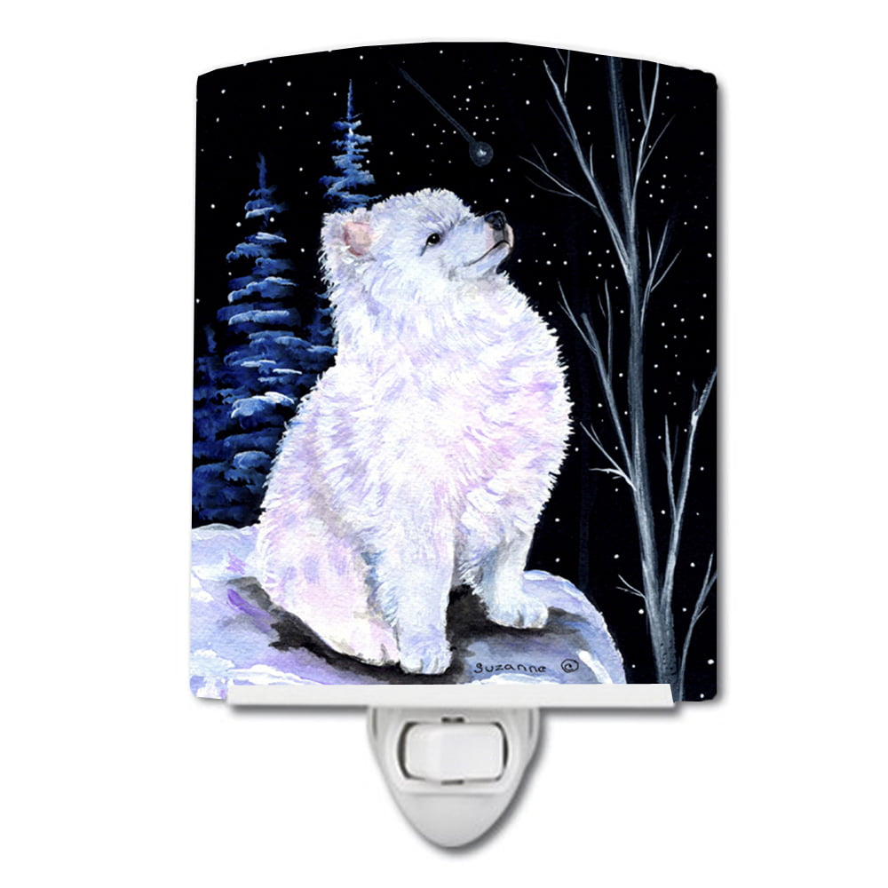 Starry Night American Eskimo Ceramic Night Light