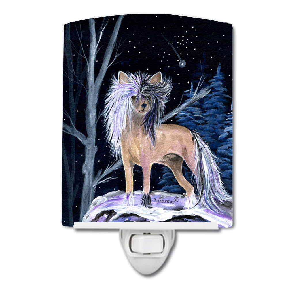 Starry Night Chinese Crested Ceramic Night Light