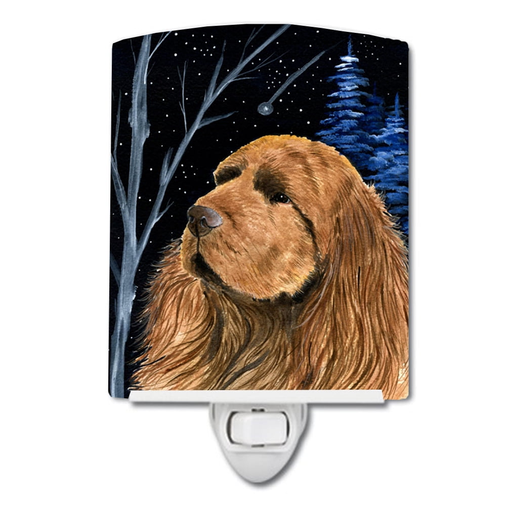 Starry Night Sussex Spaniel Ceramic Night Light