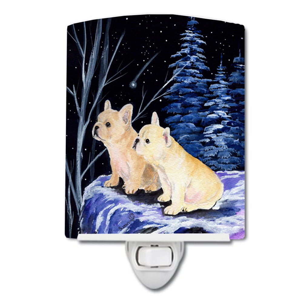 Starry Night French Bulldog Ceramic Night Light