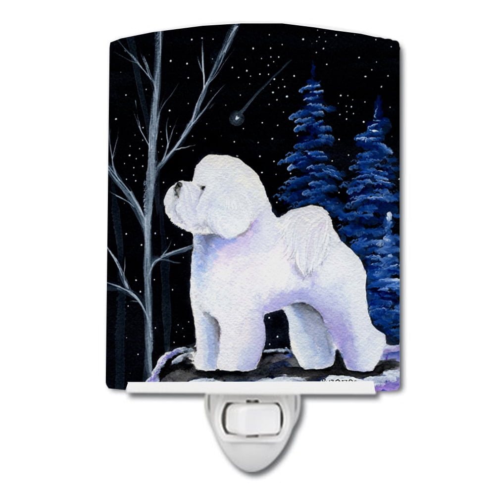 Starry Night Bichon Frise Ceramic Night Light