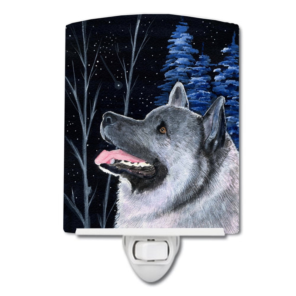 Starry Night Norwegian Elkhound Ceramic Night Light
