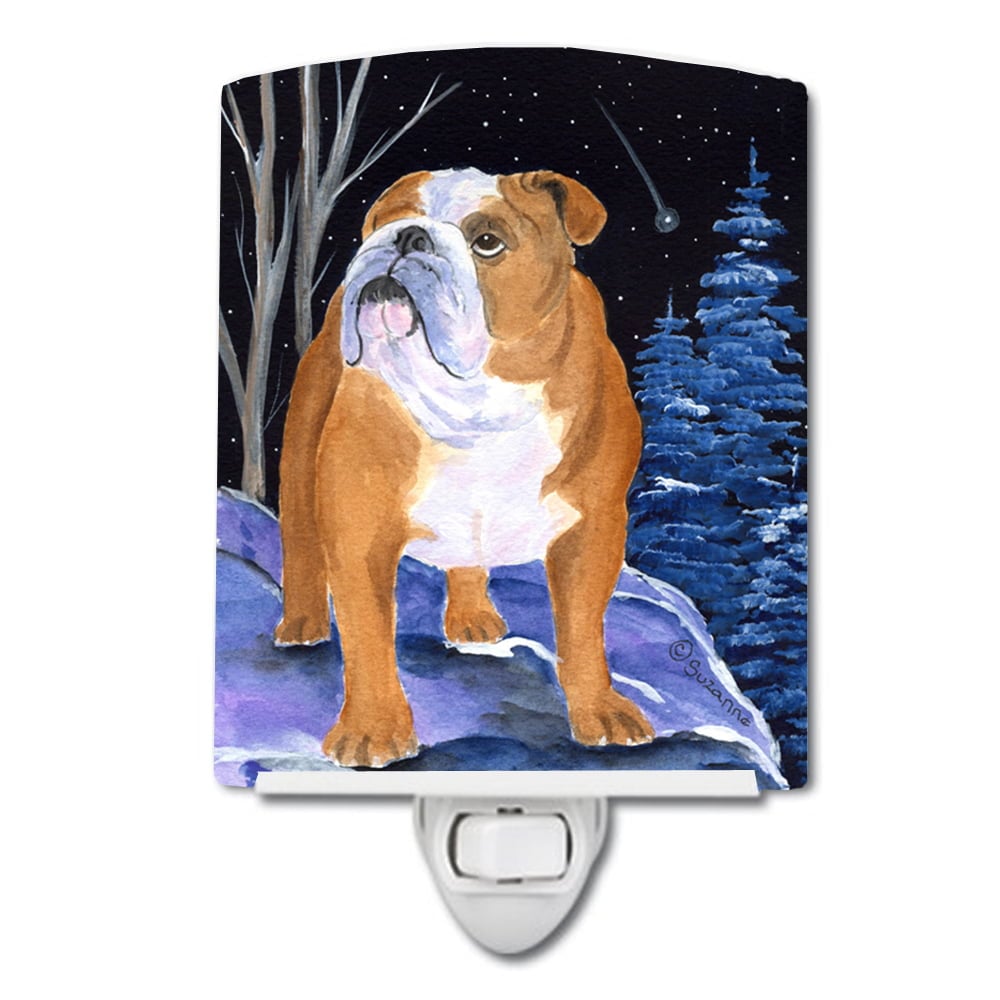 Starry Night English Bulldog Ceramic Night Light