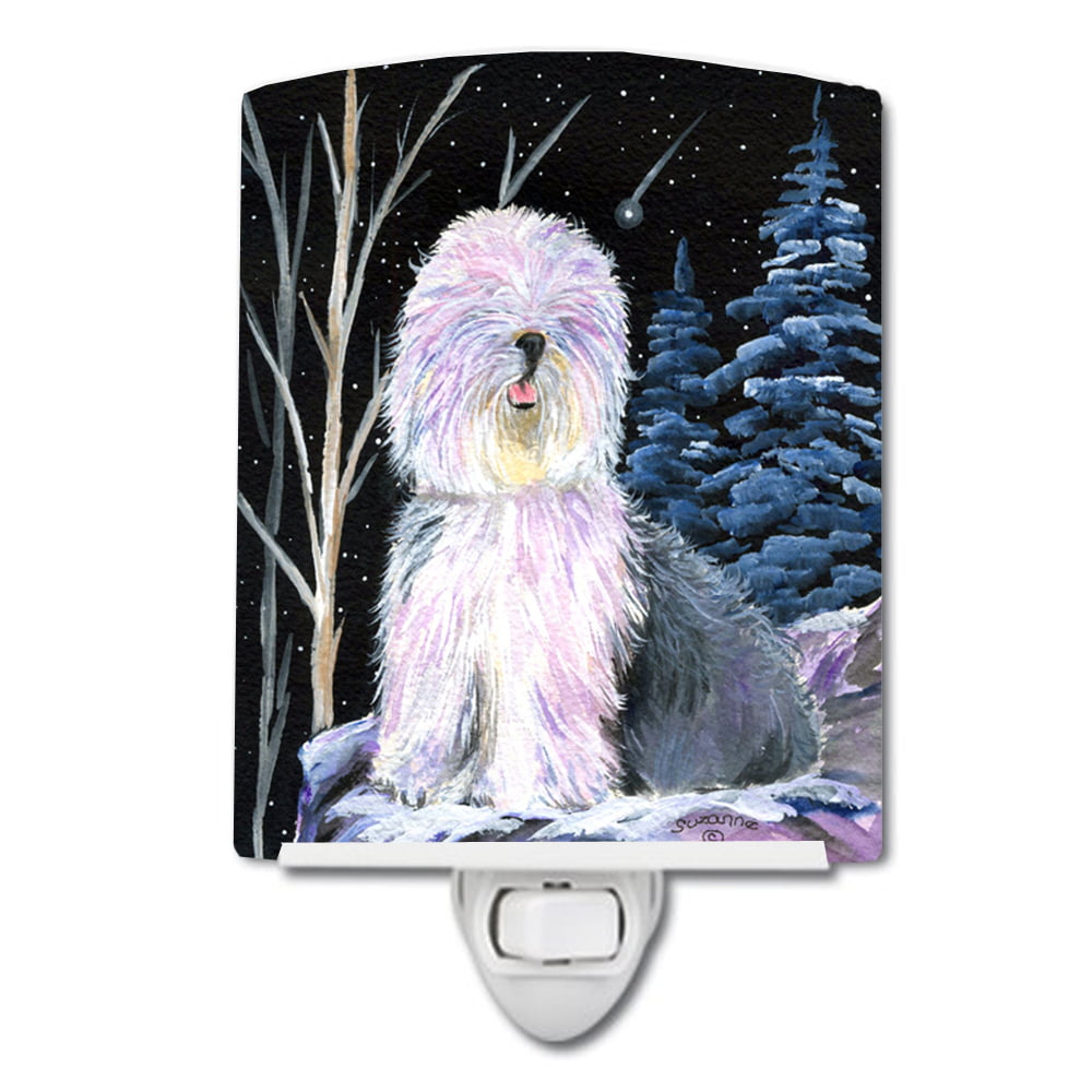 SS8409CNL Starry Night Old English Sheepdog Ceramic Night Light