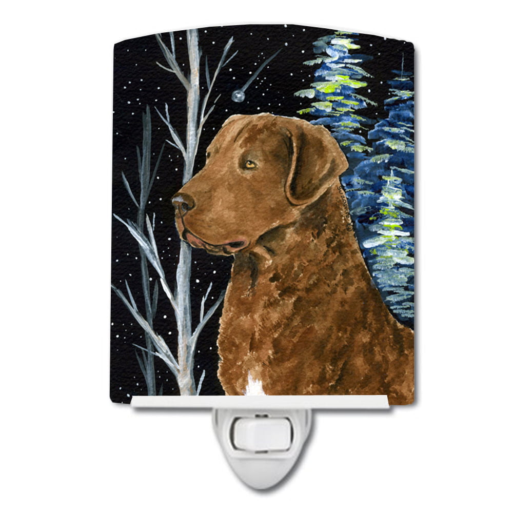 Starry Night Chesapeake Bay Retriever Ceramic Night Light