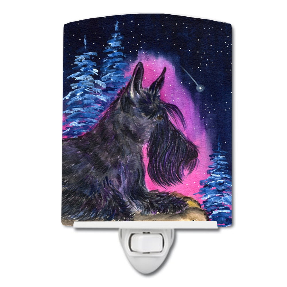 Starry Night Scottish Terrier Ceramic Night Light
