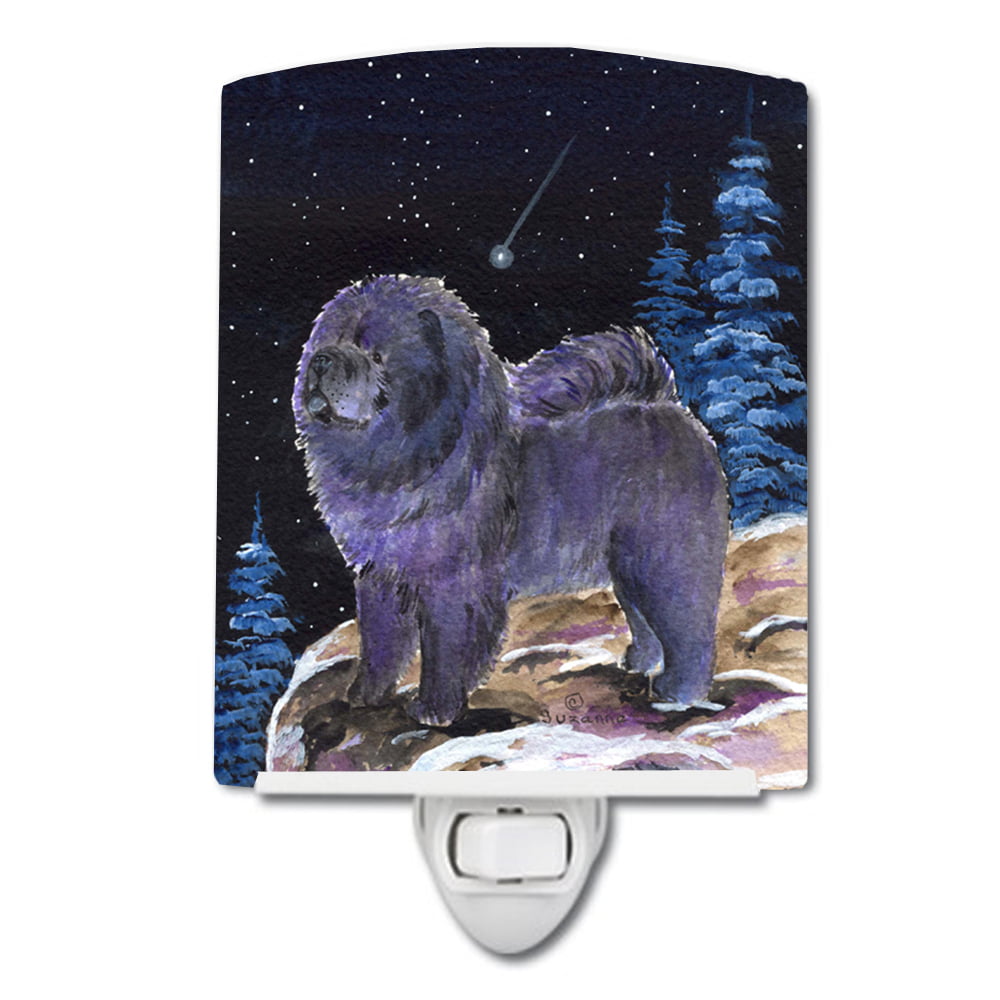 Starry Night Chow Chow Ceramic Night Light