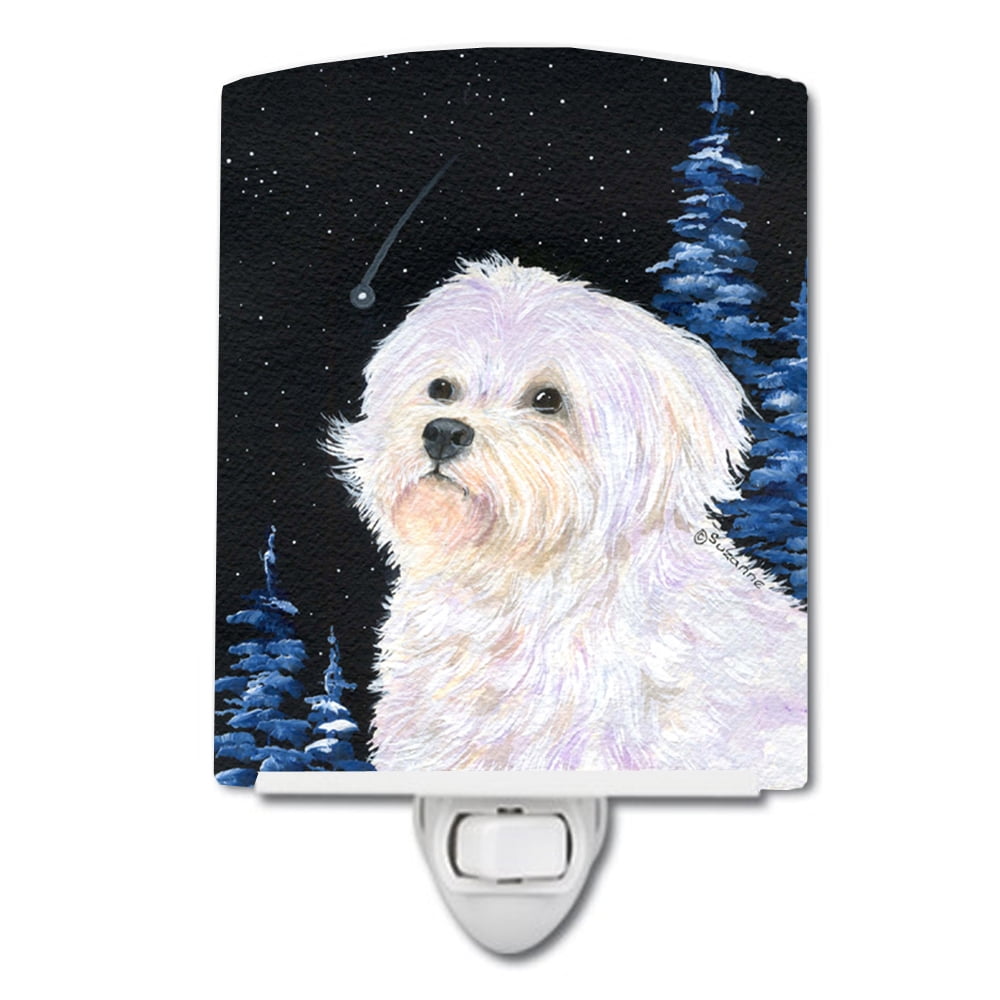 SS8461CNL Starry Night Maltese Ceramic Night Light