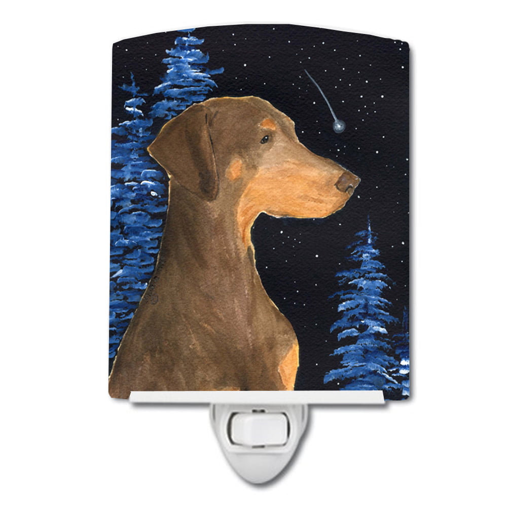 Starry Night Doberman Ceramic Night Light