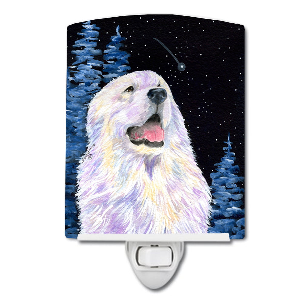 Starry Night Great Pyrenees Ceramic Night Light