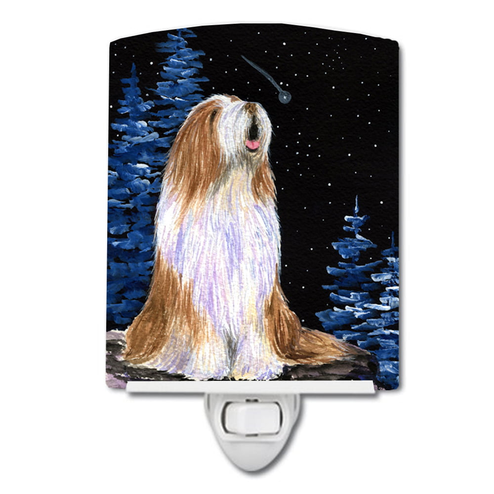 SS8467CNL Starry Night Bearded Collie Ceramic Night Light