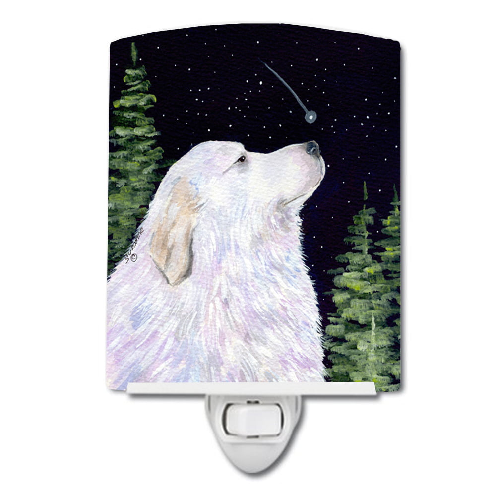 Starry Night Great Pyrenees Ceramic Night Light
