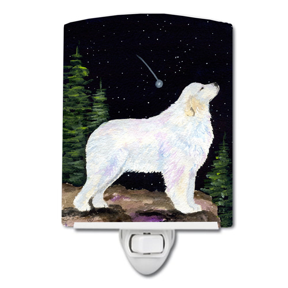 Starry Night Great Pyrenees Ceramic Night Light