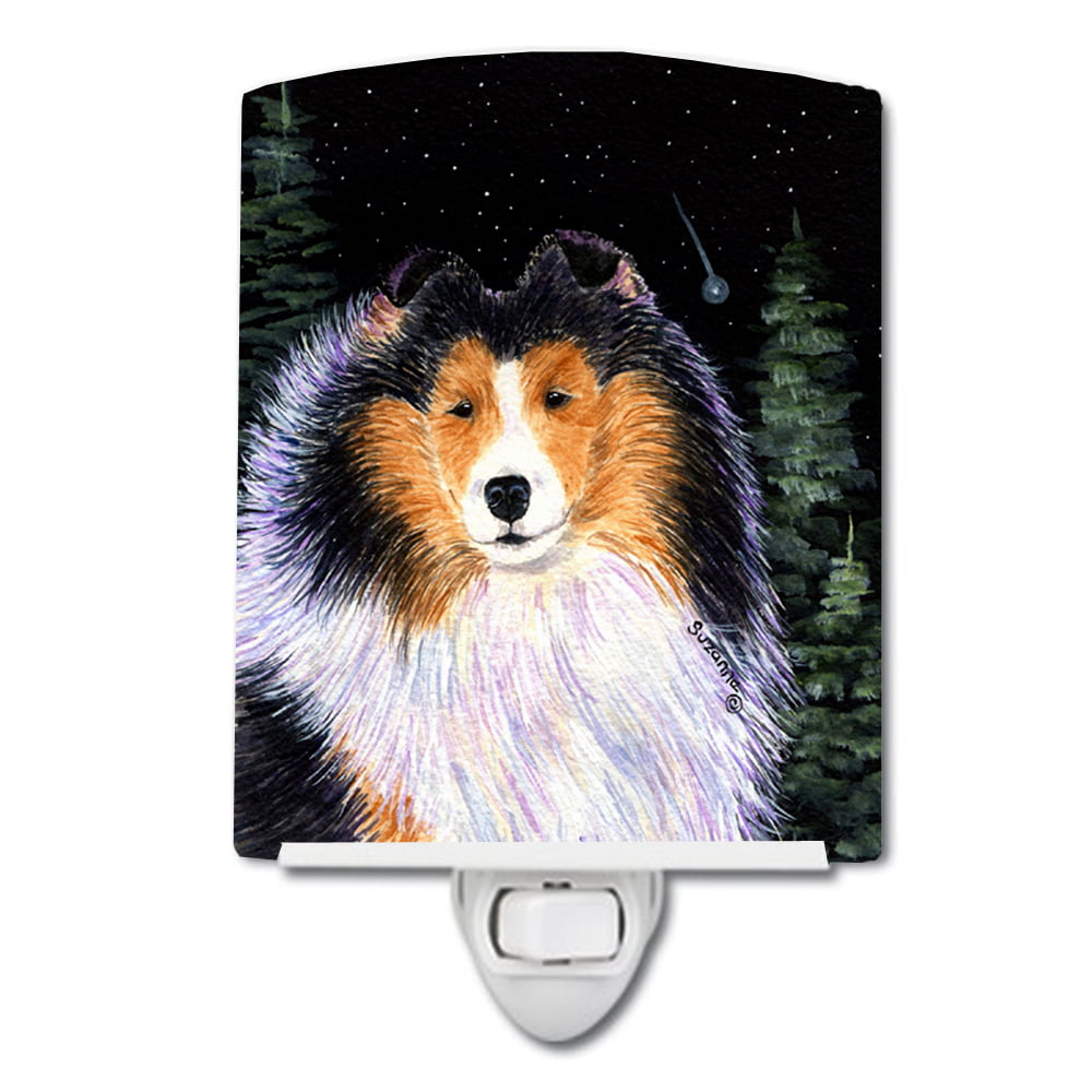 SS8491CNL Starry Night Collie Ceramic Night Light