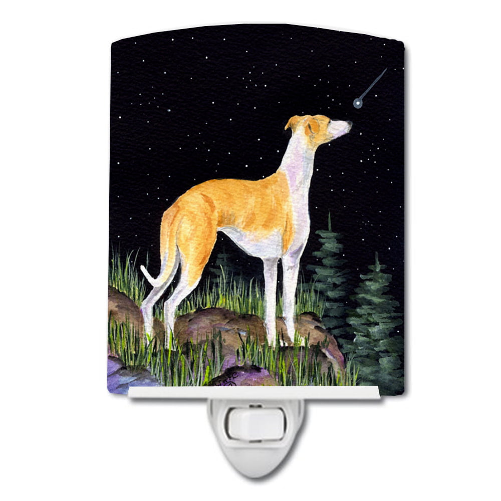 SS8492CNL Starry Night Whippet Ceramic Night Light
