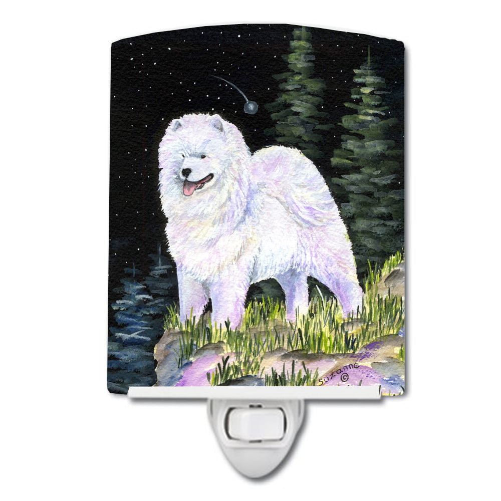 SS8498CNL Starry Night Samoyed Ceramic Night Light