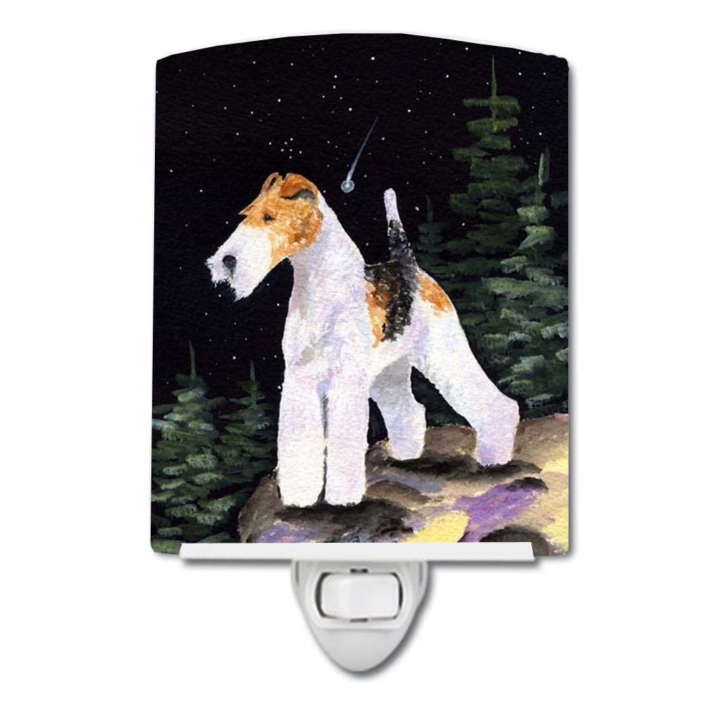 SS8503CNL Starry Night Fox Terrier Ceramic Night Light