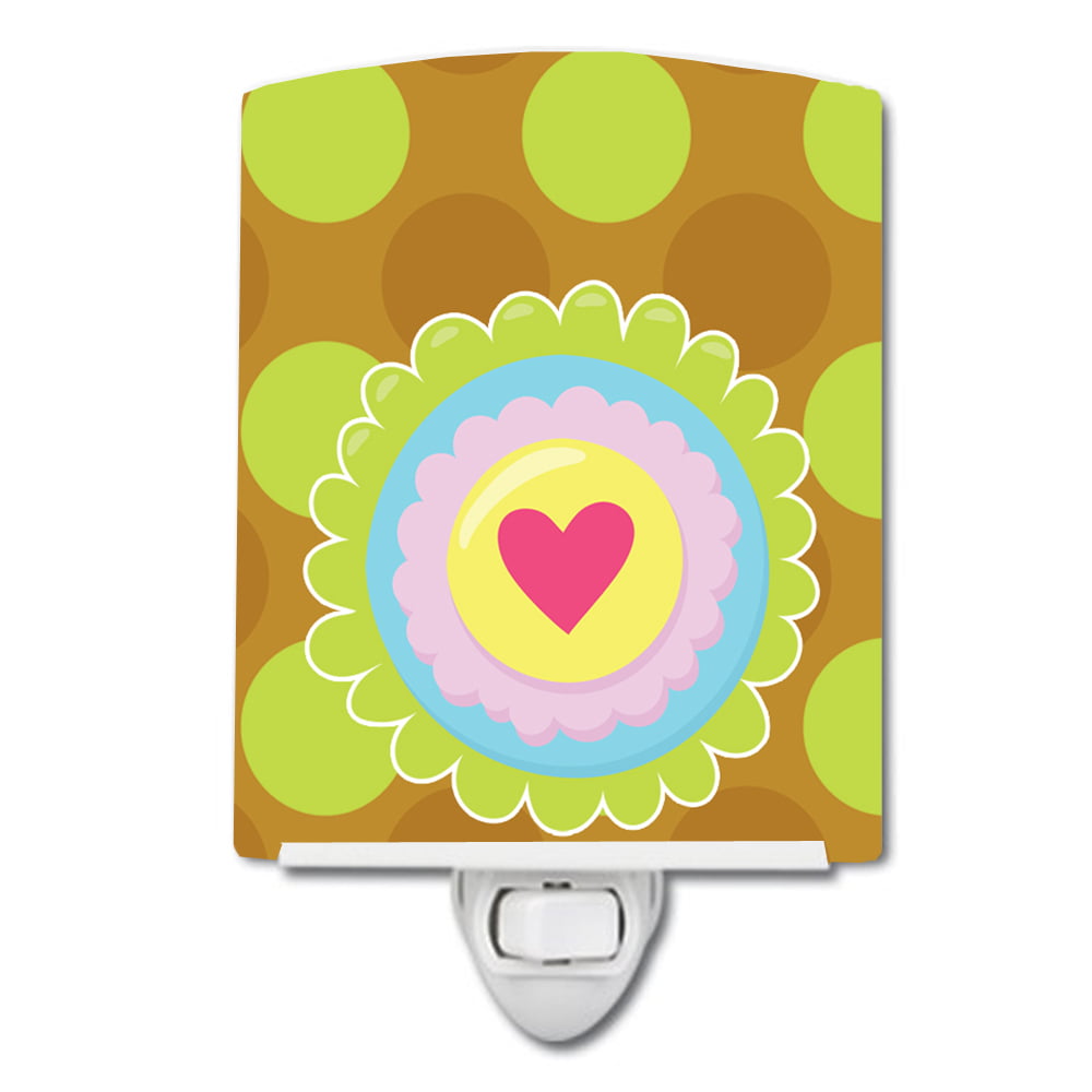 Heart Flower Green Ceramic Night Light
