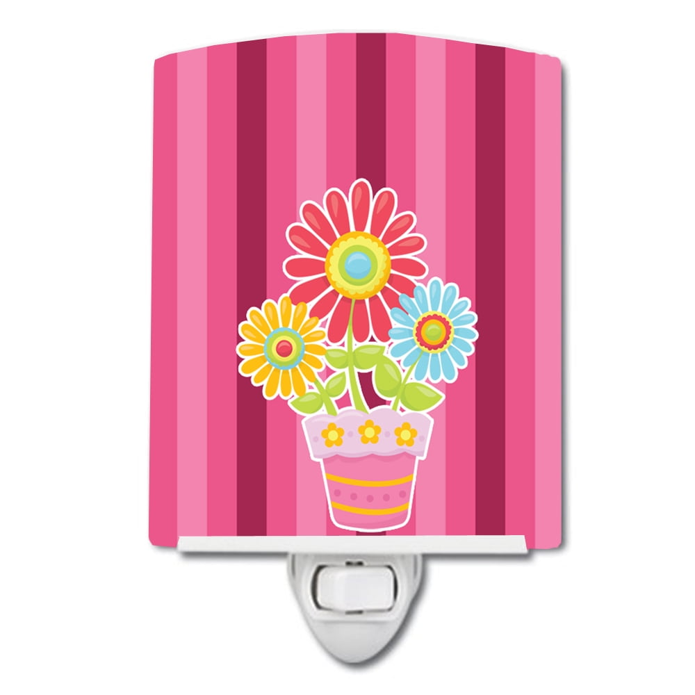 Flower Pot Pink Ceramic Night Light