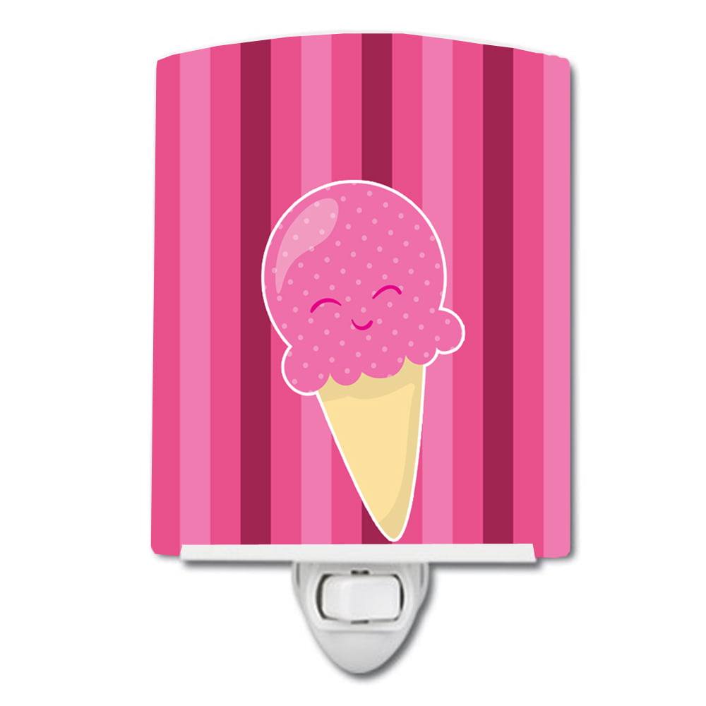 Ice Cream Cone Pink Ceramic Night Light