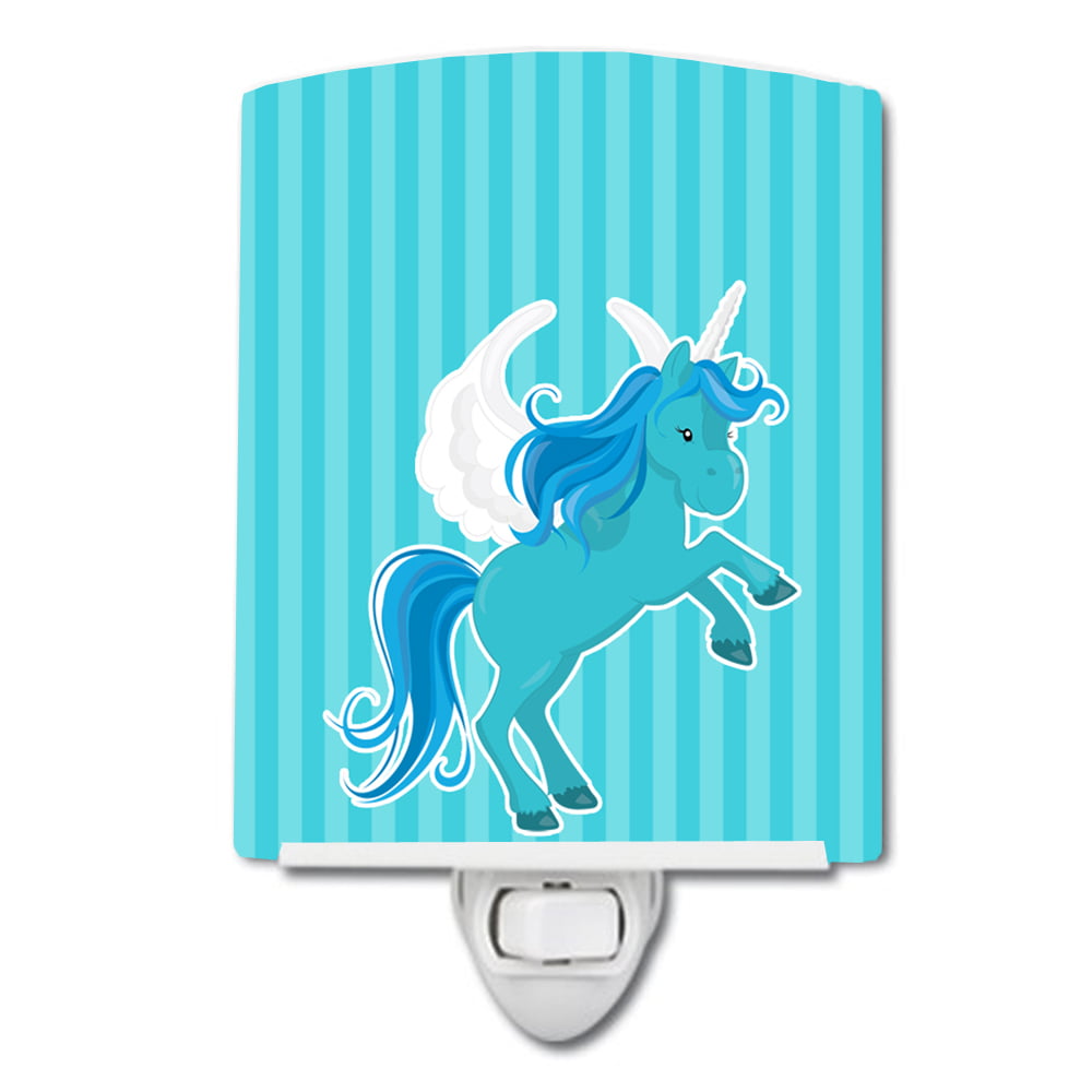 BB9086CNL Unicorn Blue Stripes Ceramic Night Light