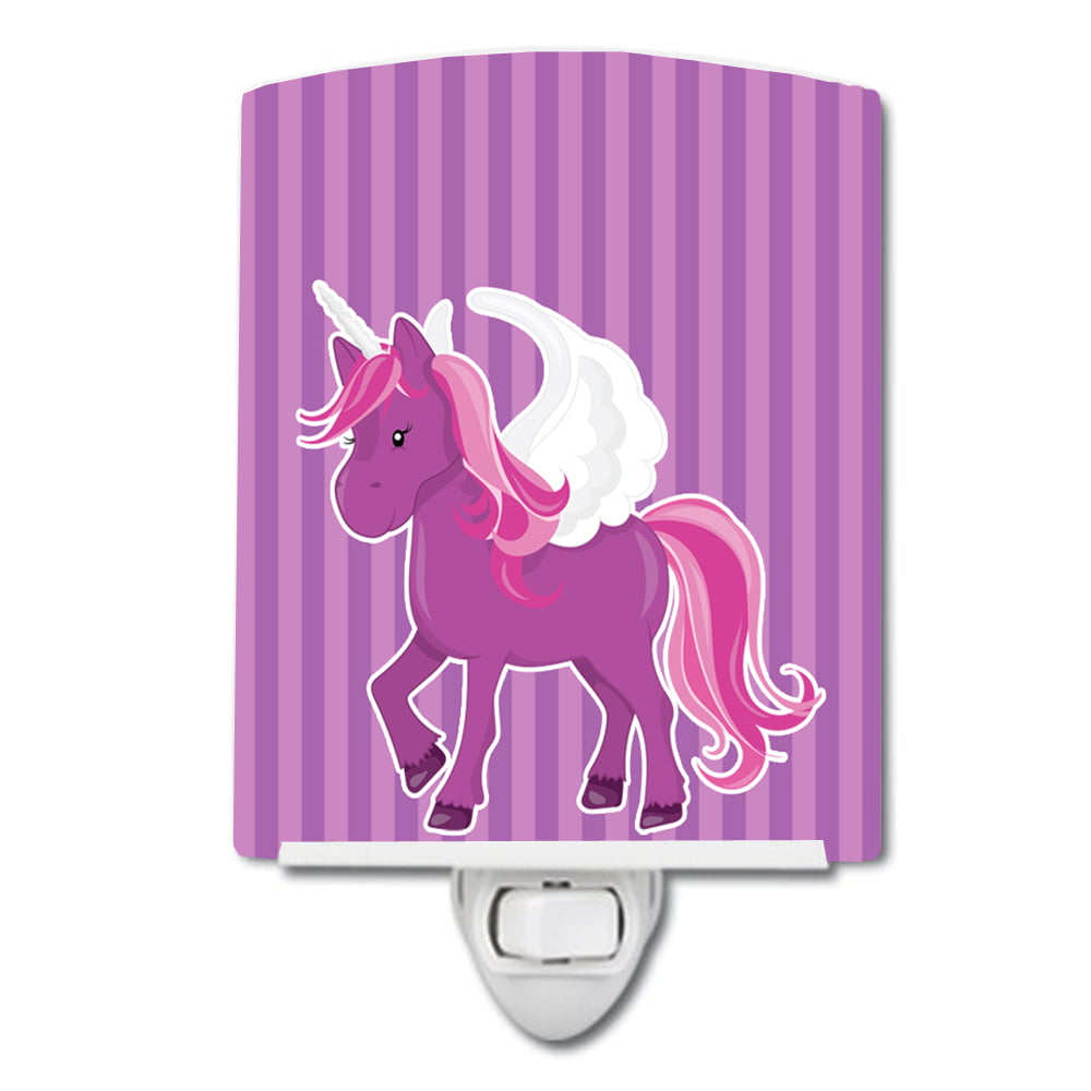 Unicorn Purple Stripes Ceramic Night Light