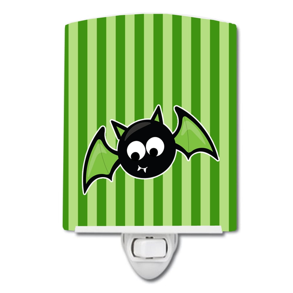 BB9110CNL Halloween Bat Green Stripes Ceramic Night Light
