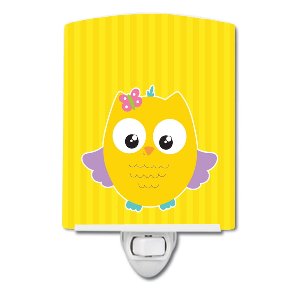 BB9115CNL Owl & Yellow Stripes Ceramic Night Light