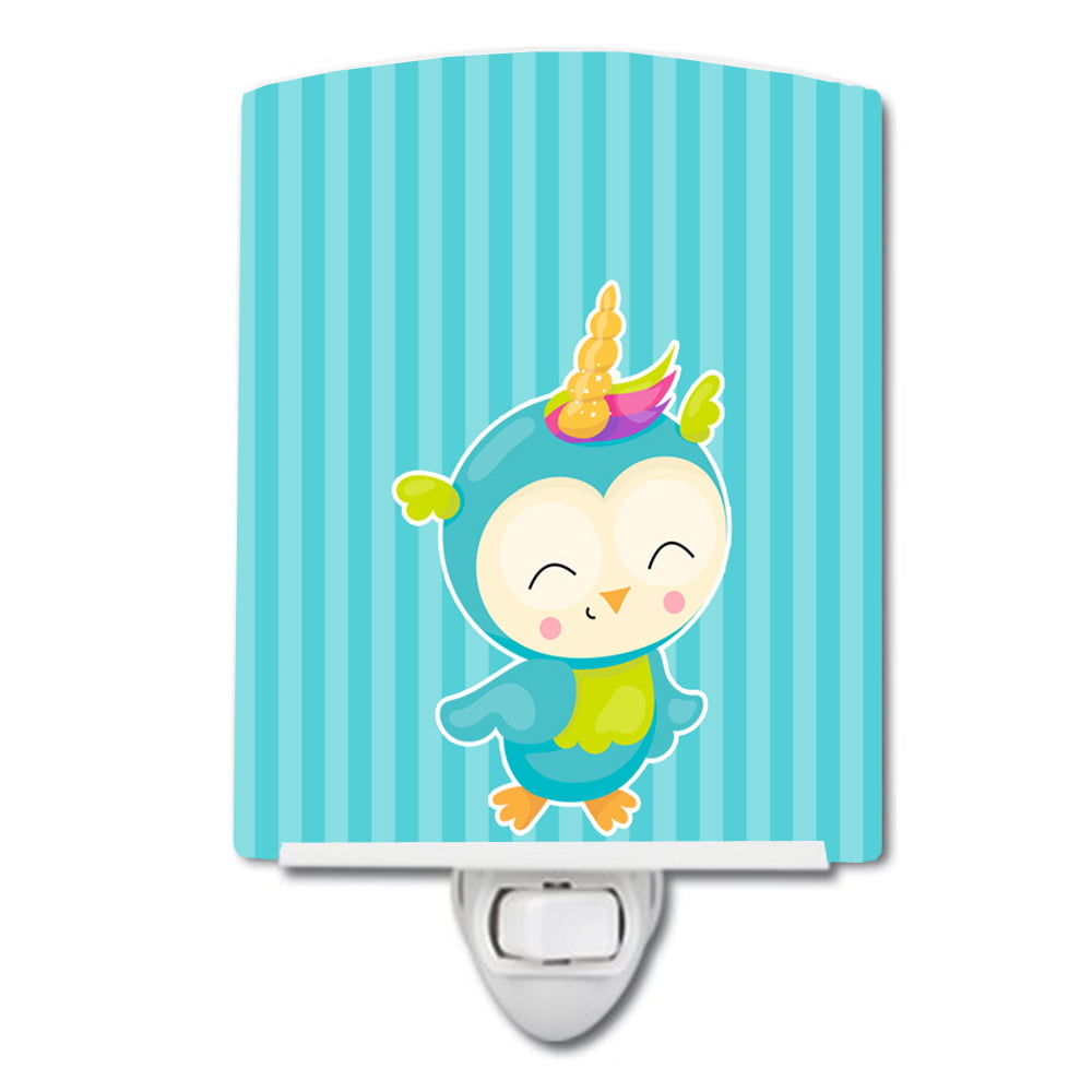Bird Unicorn on Blue Stripes Ceramic Night Light