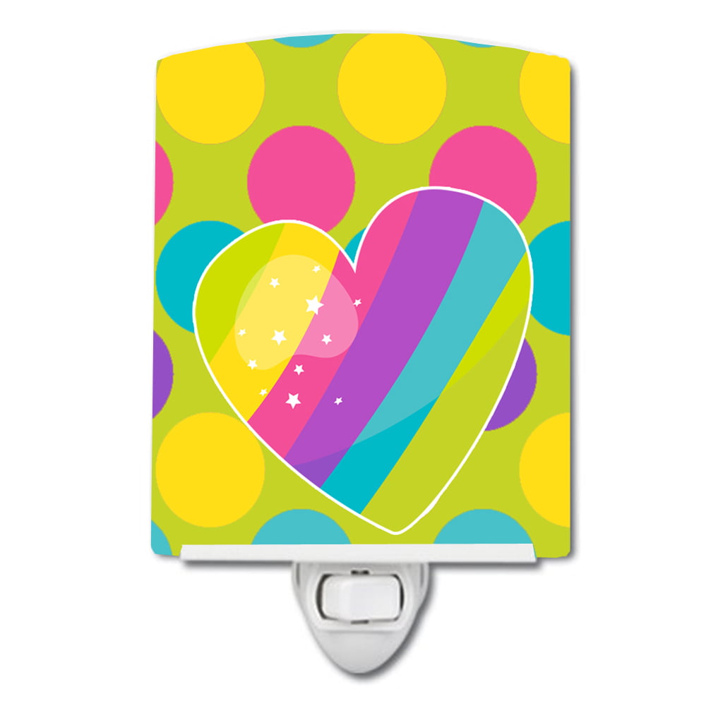 BB9145CNL Multicolor Rainbow Heart Ceramic Night Light