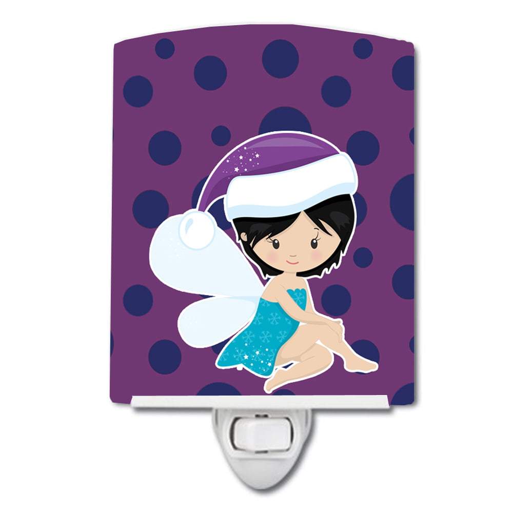 Black Haired Christmas Fairy Ceramic Night Light