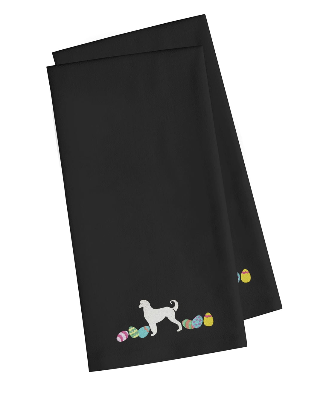 Picture of Carolines Treasures CK1592BKTWE Afghan Hound Easter Black Embroidered Kitchen Towel - Set of 2