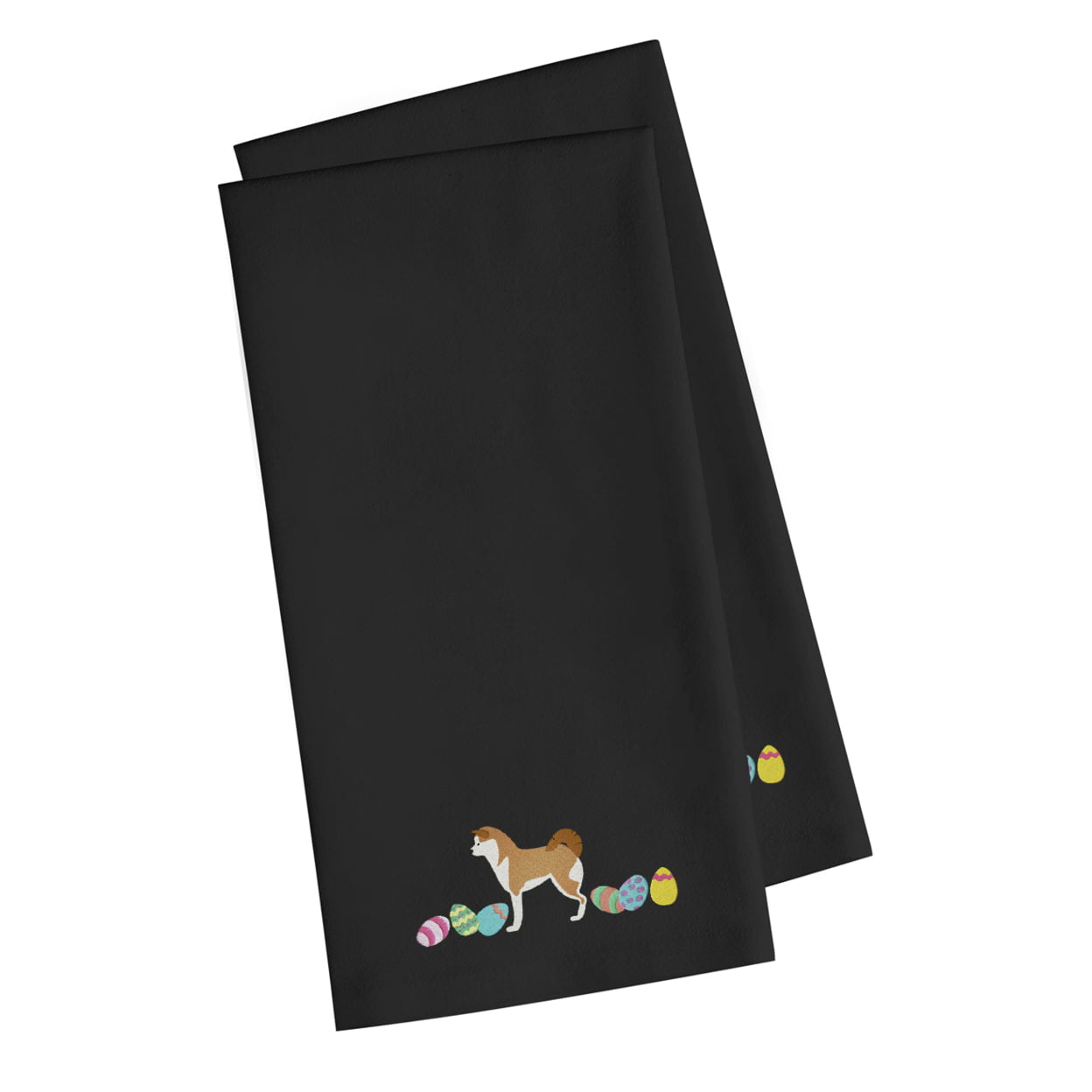 Picture of Carolines Treasures CK1595BKTWE Akita Easter Black Embroidered Kitchen Towel - Set of 2