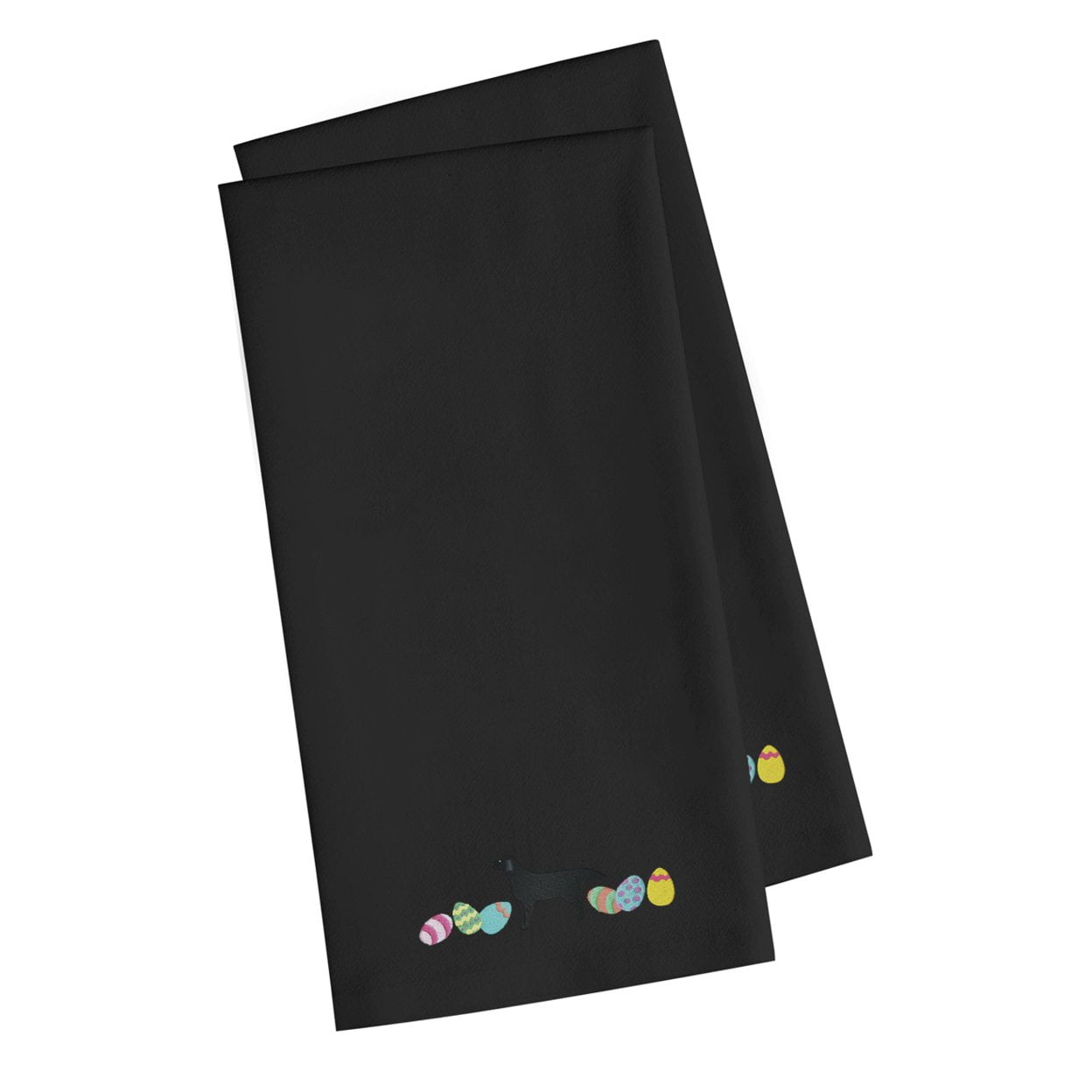 Picture of Carolines Treasures CK1611BKTWE Black Labrador Retriever Easter Black Embroidered Kitchen Towel - Set of 2